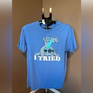 EUC- Blue Graphic T-Shirt with Cartoon Print